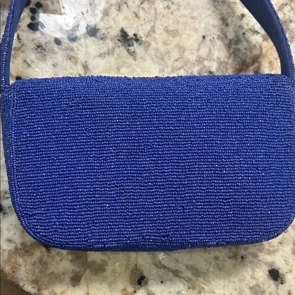 NWT America & Beyond Blue Lemon Beaded Bag w/Earrings - Picture 3 of 3